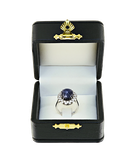 Кольцо из белого золота 585 пробы с бриллиантами и звёздчатым сапфиром