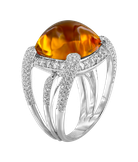 Кольцо из белого золота 585 пробы с бриллиантами и цитрином
