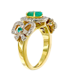 Кольцо из желтого золота 750 пробы с изумрудами и бриллиантами
