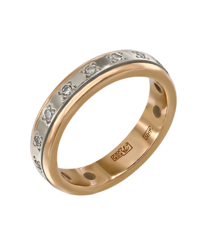 Кольцо из красного и белого золота 585 пробы с бриллиантами