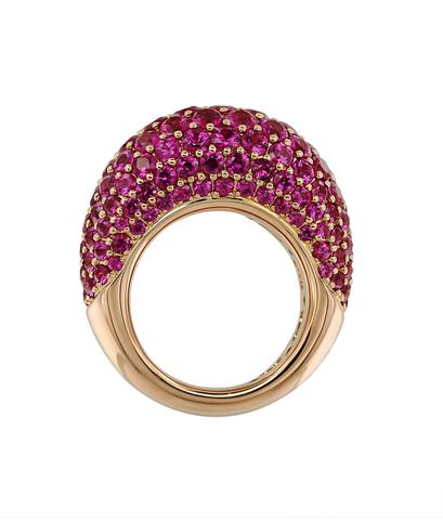 Кольцо из розового золота 750 пробы с рубинами 10,25 ct 