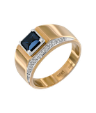Кольцо из красного и белого золота 585 пробы с бриллиантами и сапфиром