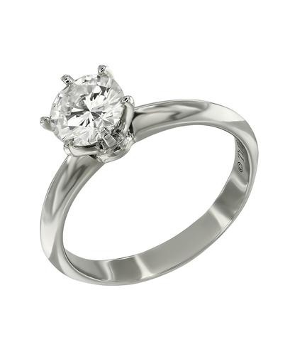 Кольцо Tiffany из платины 950 пробы с бриллиантом 1 ct