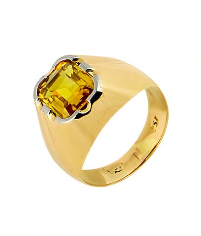 Кольцо из комбинированного золота 585 пробы с цитрином