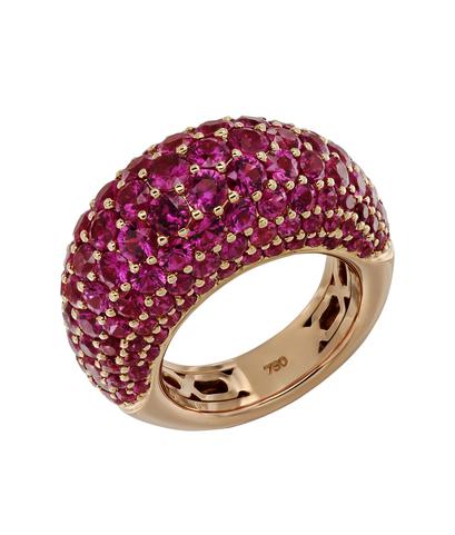 Кольцо из розового золота 750 пробы с рубинами