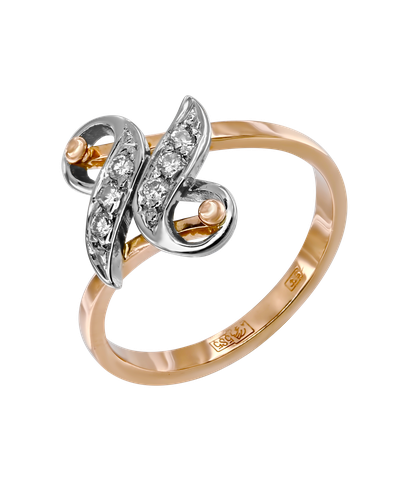 Кольцо из розового и белого золота 585 пробы с бриллиантами 