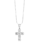 Крест на цепи из белого золота 750 пробы с бриллиантами
