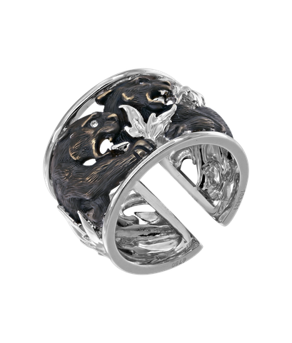 Кольцо Magerit из белого золота 750 пробы с чернением и бриллиантами