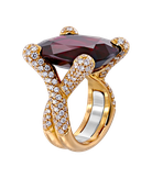 Кольцо Crivelli из жёлтого золота 750 пробы с бриллиантами и рубеллитом