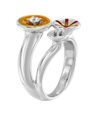 Кольцо Bagues из белого золота 750 пробы с бриллиантами и эмалью 