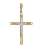 Кулон крест из красного золота 585 пробы  с цирконами