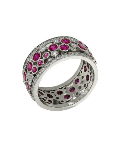 Кольцо Tiffany Cobblestone из платины 950 пробы с рубинами и бриллиантами