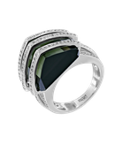 Кольцо из белого золота 750 пробы с бриллиантами и зелёным турмалином