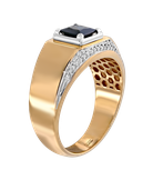 Кольцо из красного и белого золота 585 пробы с бриллиантами и сапфиром