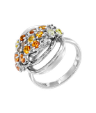 Кольцо из белого золота 750 пробы с бриллиантами и сапфирами