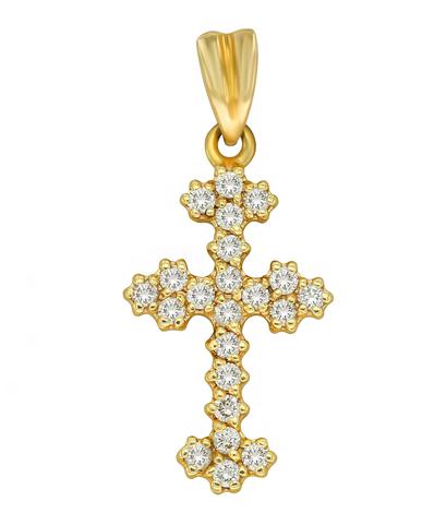Кулон крест из желтого золота 585 пробы с бриллиантами