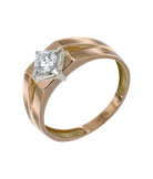 Кольцо из розового, белого и жёлтого золота 585 пробы с бриллиантом 