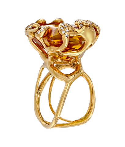 Кольцо LUCIFER VIR HONESTUS из розового золота 750 пробы с цитрином и бриллиантами