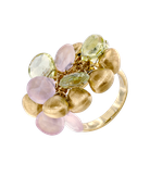 Комплект ( кольцо и серьги ) Marco Bicego Paradise из жёлтого золота 750 пробы с розовыми кварцами и цитринами