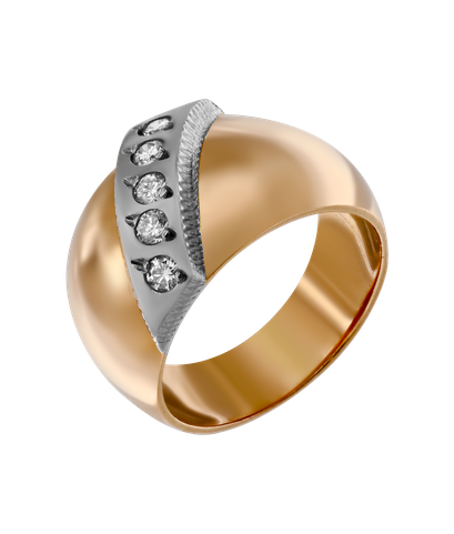 Кольцо из красного и белого золота 583 пробы с бриллиантами