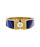 Кольцо из желтого золота 750 пробы с бриллиантом и эмалью