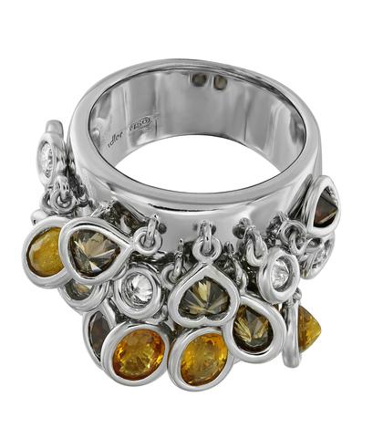Комплект (кольцо и серьги) Adler из белого золота 750 пробы с рубинами и бриллиантами