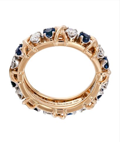 Кольцо Tiffany Schlumberger из розового золота 750 пробы с бриллиантами и сапфирами