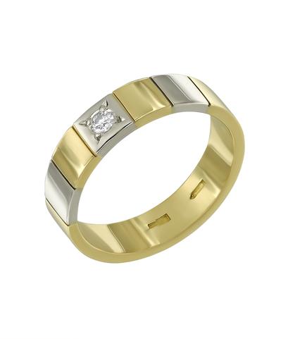 Кольцо из желтого и белого золота 750 пробы с бриллиантом