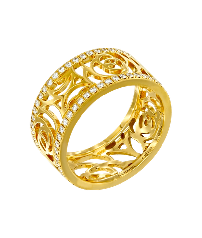 Кольцо Chanel Camelia Ajoure из жёлтого золота 750 пробы с бриллиантами