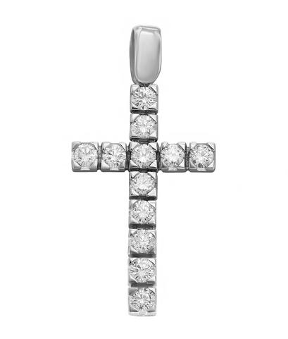 Кулон крест из белого золота 585 пробы с бриллиантами