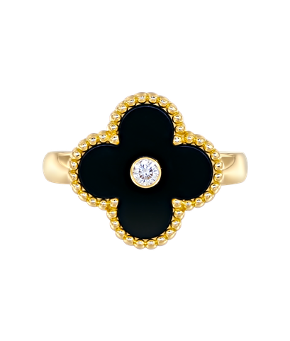 Кольцо Van Cleef & Arpels Alhambra из жёлтого золота 750 пробы с бриллиантом