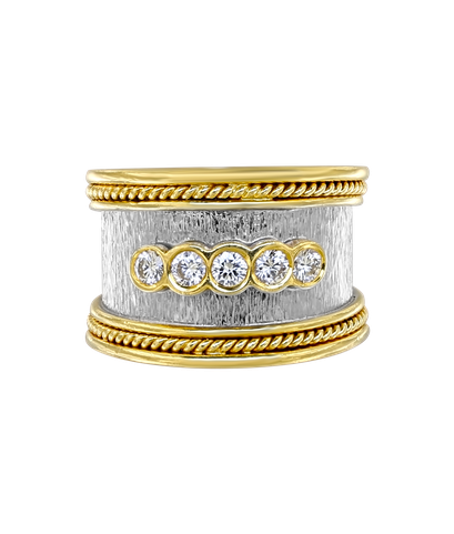 Кольцо из жёлтого и белого золота 750 пробы с бриллиантами 