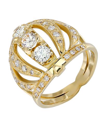 Кольцо из желтого золота 750 пробы с бриллиантами 1,59ct