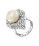 Кольцо из белого золота 585 пробы с бриллиантами и жемчугом