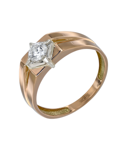 Кольцо из розового, белого и жёлтого золота 585 пробы с бриллиантом 