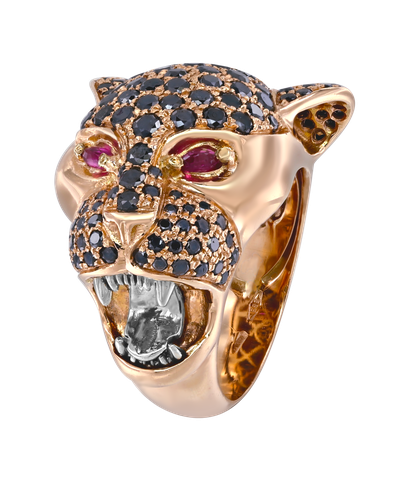 Кольцо из розового золота 585 пробы с бриллиантами и рубинами