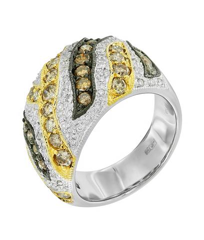 Кольцо из белого и желтого золота 750 пробы с бриллиантами