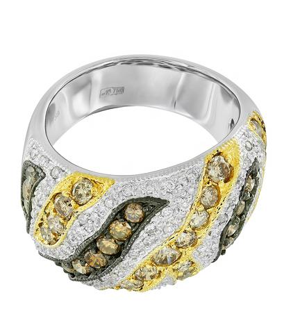 Кольцо из белого и желтого золота 750 пробы с бриллиантами