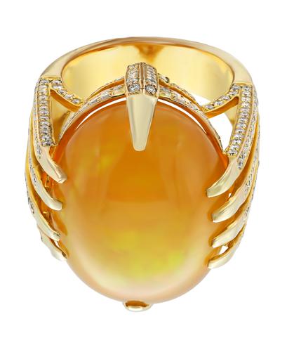 Кольцо Wikstrem из желтого золота 750 пробы с опалом и бриллиантами