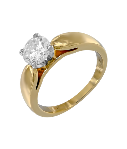 Кольцо из жёлтого и белого золота 500/585 пробы с бриллиантом 