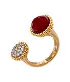 Кольцо Van Cleef & Arpels Perlée Couleurs из жёлтого золота 750 пробы с бриллиантами и сердоликом