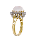 Кольцо из жёлтого золота 585 пробы с бриллиантами и жемчугом 
