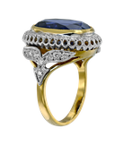 Кольцо А.Суслов из жёлтого и белого золота 750 пробы с бриллиантами и сапфиром