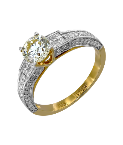 Кольцо из жёлтого и белого золота 585 пробы с бриллиантами