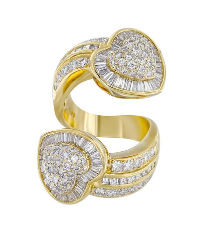 Комплект (серьги и кольцо) из желтого золота 750 пробы с бриллиантами