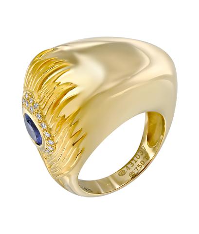 Кольцо Carrera y Carrera из желтого золота 750 пробы с иолитом и бриллиантами