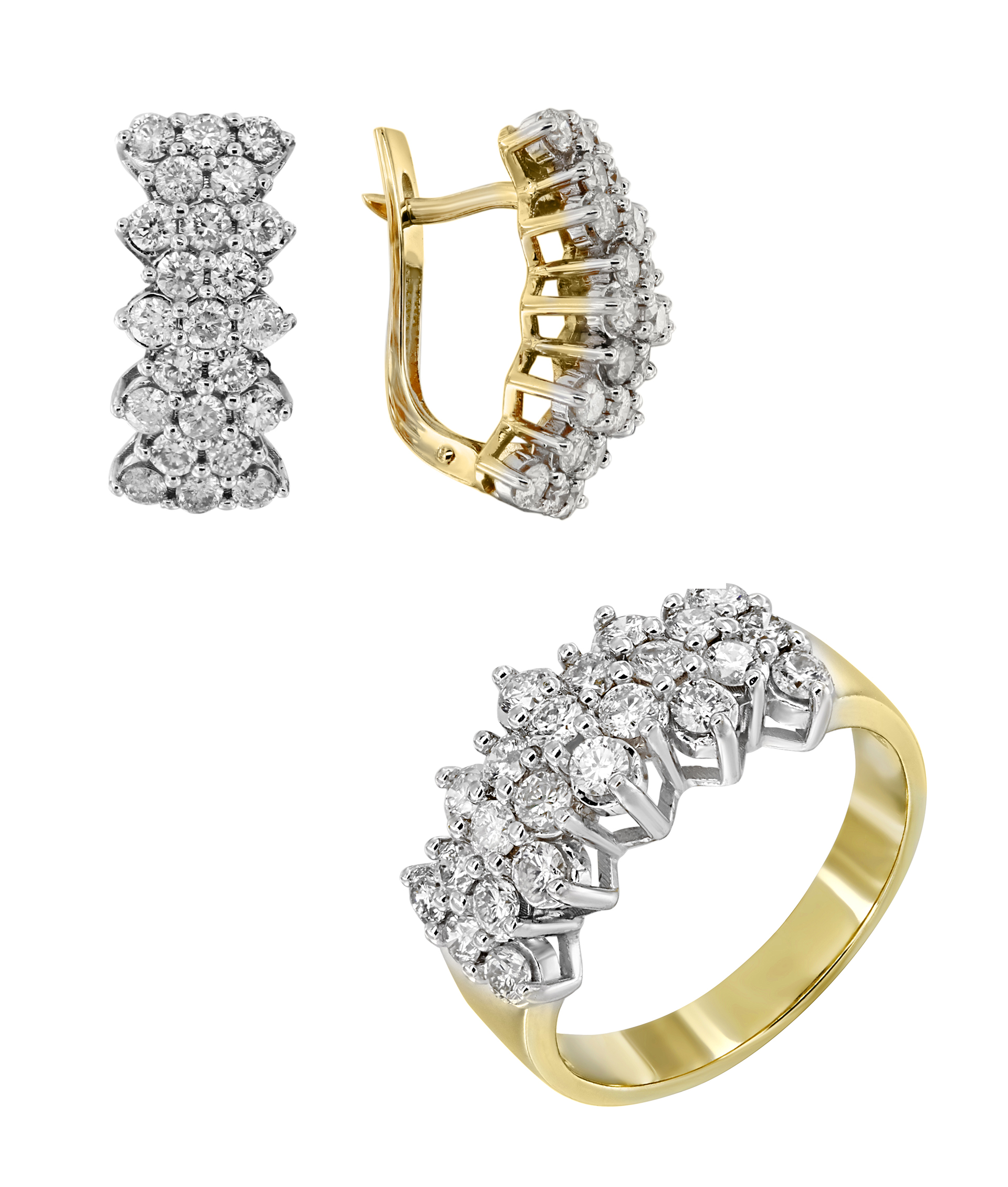 Комплект серьги и кольцо из золота с бриллиантами